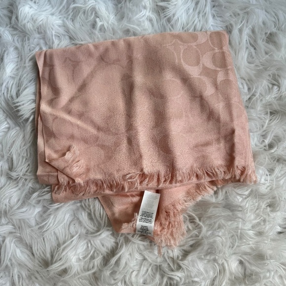 Coach Women's Signature C Wrap Scarf Wool & Silk - Peachy Pink - Picture 1 of 3
